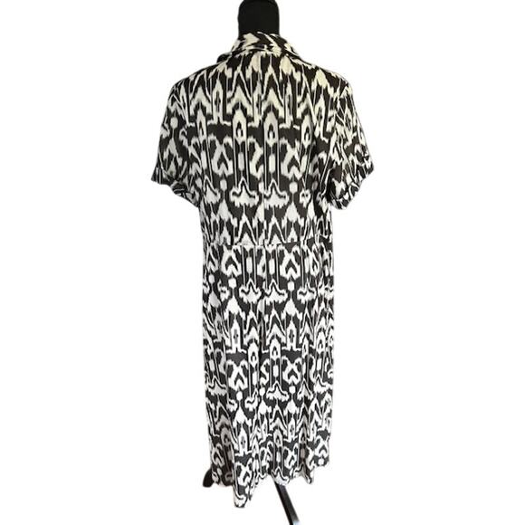 Talbots Black & White Ikat Print Button-Front Midi Dress Size 16 - Picture 4 of 5
